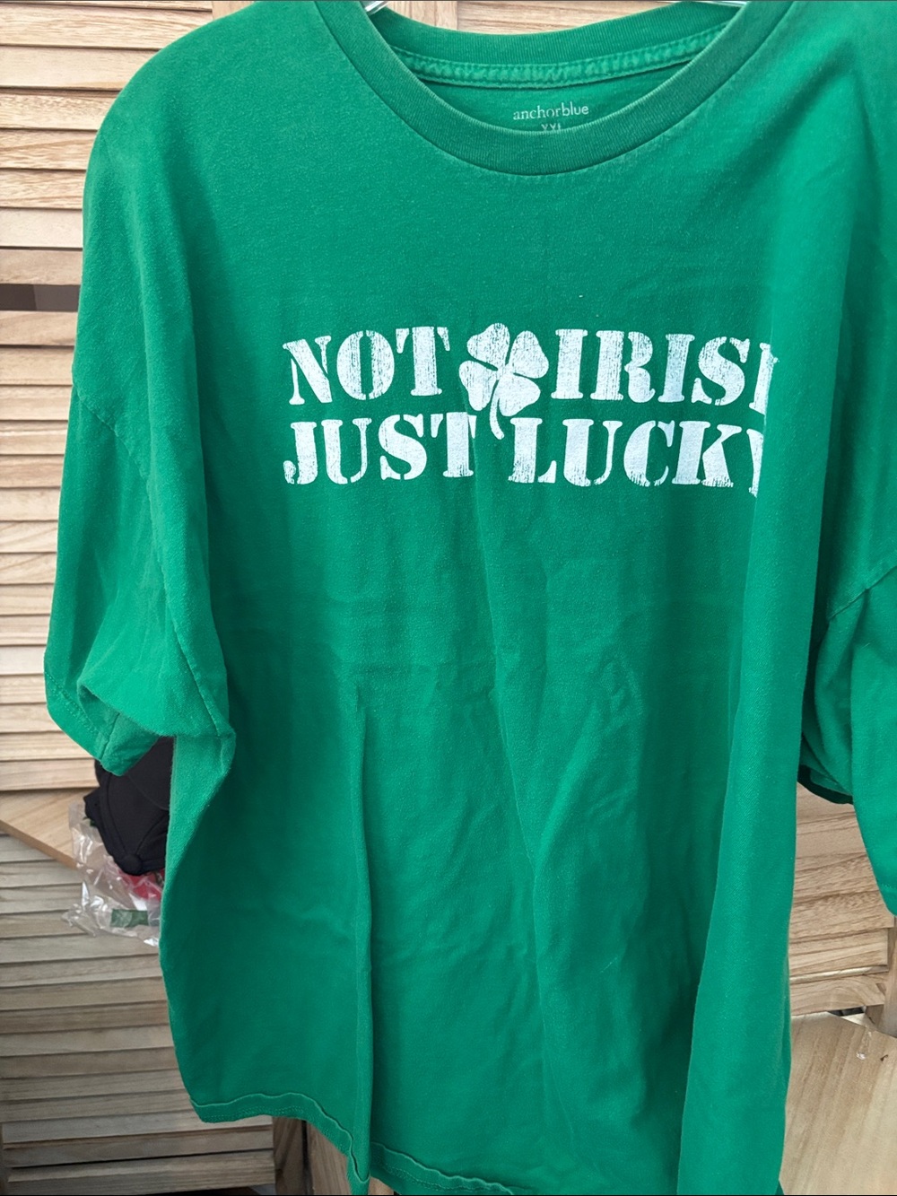 anchor blue Green Graphic Tee with White Print XXL